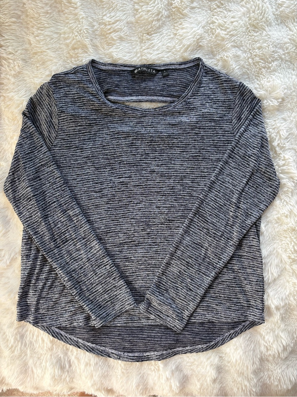 Athleta Women's Navy Heather Striped Long Sleeve Top